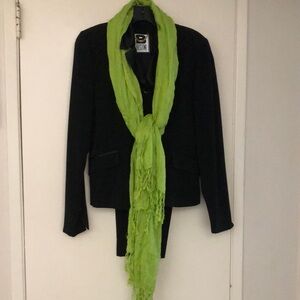Long green scarf, Express! one size fits all!vintage like new! crinkled woven!